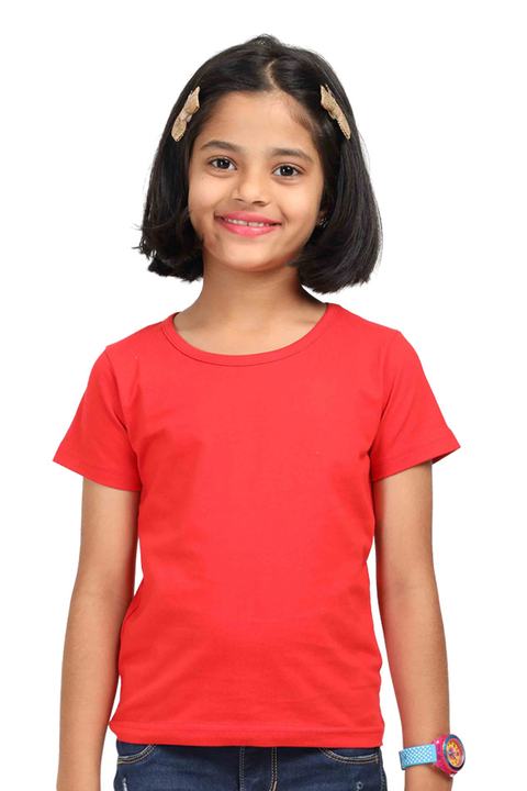 GIRL ROUND NECK HALF SLEEVE RED