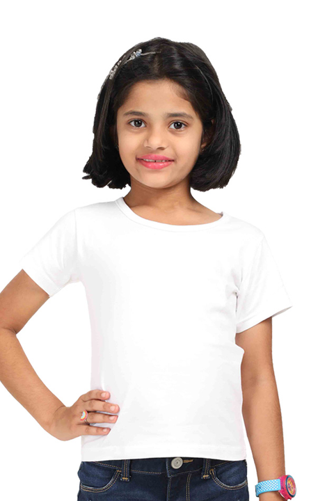 GIRL ROUND NECK HALF SLEEVE WHITE